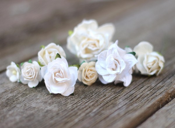 White Wedding Hair Pins Ivory Bridal Bobby Hair Flower Pins Brides